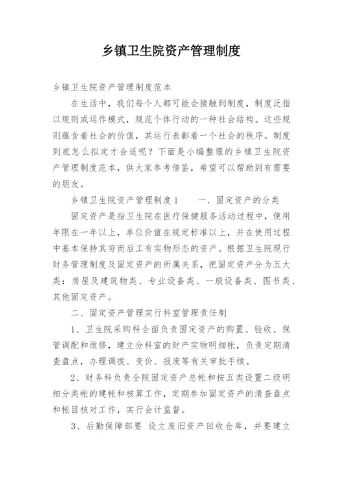 乡镇卫生院资产管理制度.docx