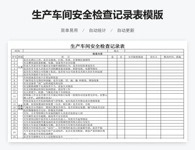 生产车间安全检查记录表模版