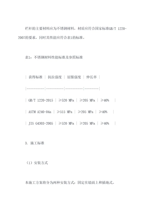 河堤栏杆安装施工方案