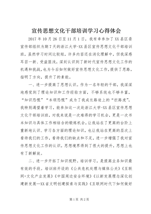 宣传思想文化干部培训学习心得体会.docx