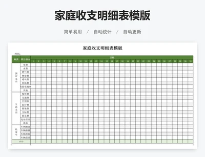 家庭收支明细表模版