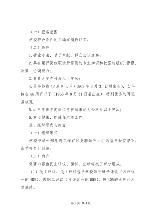 营东一中中层干部竞聘上岗实施方案.docx