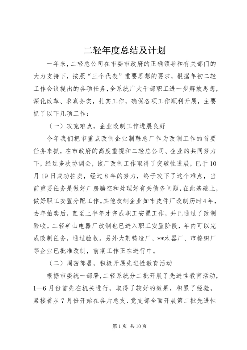 二轻年度总结及计划.docx