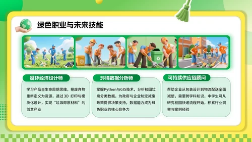 绿色3D风环保主题世界清理地球日PPT