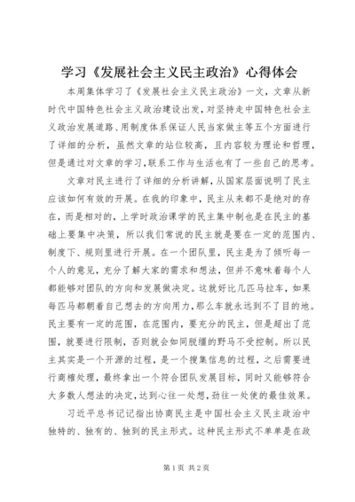 学习《发展社会主义民主政治》心得体会.docx