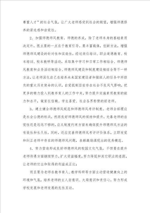 2021年师德师风调研材料