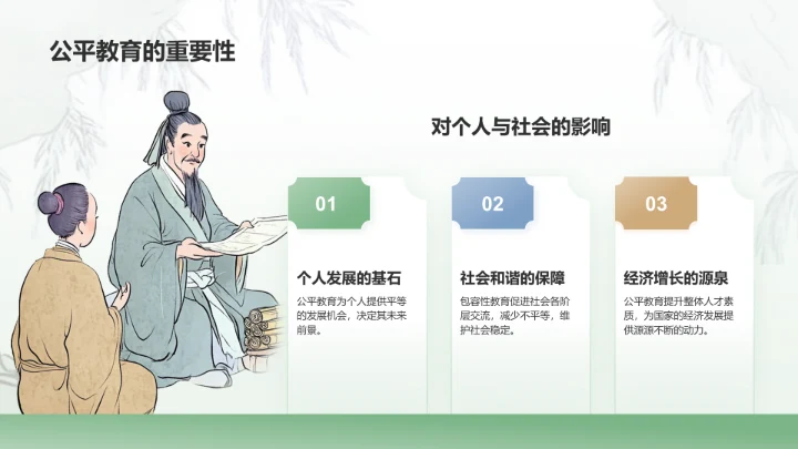 绿色水墨风教育公平与包容性PPT模板