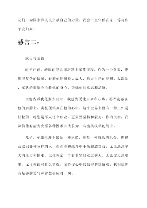 父亲对儿子当兵的感言