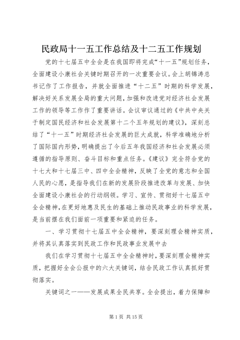 民政局十一五工作总结及十二五工作规划.docx