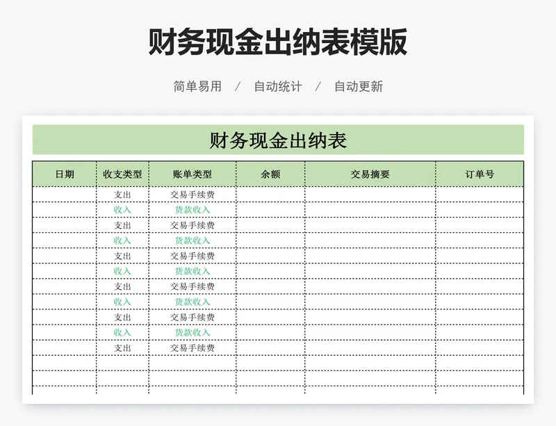 财务现金出纳表模版