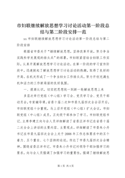 市妇联继续解放思想学习讨论活动第一阶段总结与第二阶段安排—范.docx