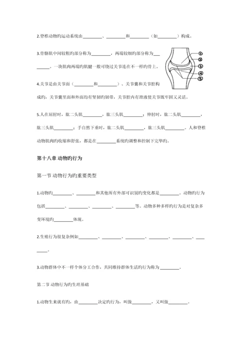 2023年苏教版八年级上册中考生物复习知识点总结填空.docx