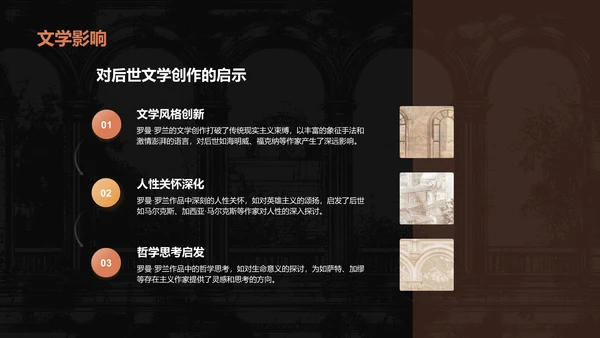 黑色复古风人物介绍——罗曼罗兰PPT模板