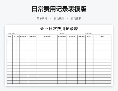 日常费用记录表模版