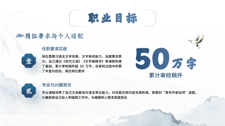 汉语言文学专业大学生求职个人能力综合展示职业生涯规划通用PPT模版