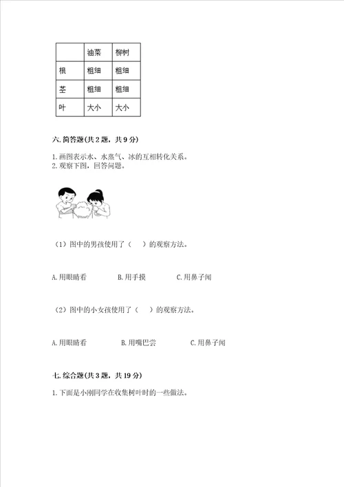 教科版科学一年级上册第一单元植物测试卷精品名师推荐