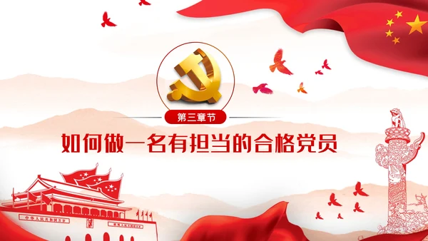 党课讲稿党员的担当争做合格党员PPT模板