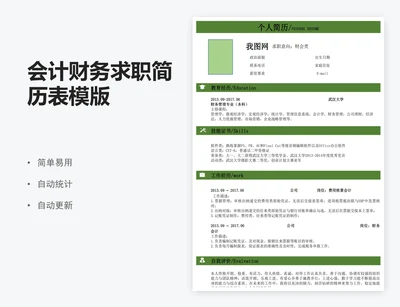 会计财务求职简历表模版