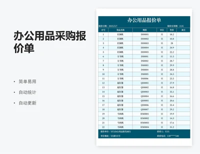 办公用品采购报价单