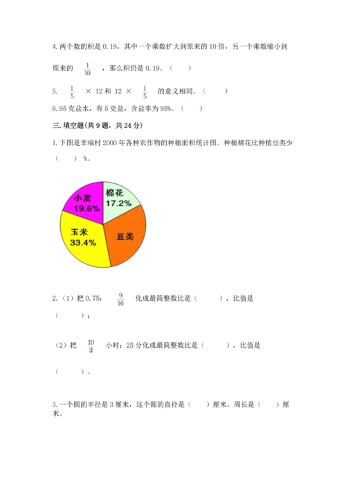 小学数学六年级上册期末测试卷带答案（满分必刷）.docx