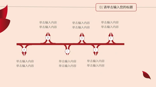 红色花卉商用简约ppt模板