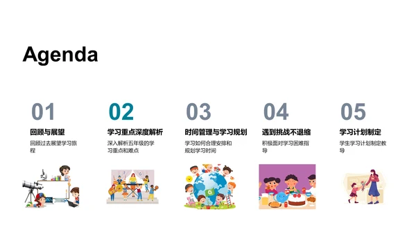 五年级学习导航PPT模板