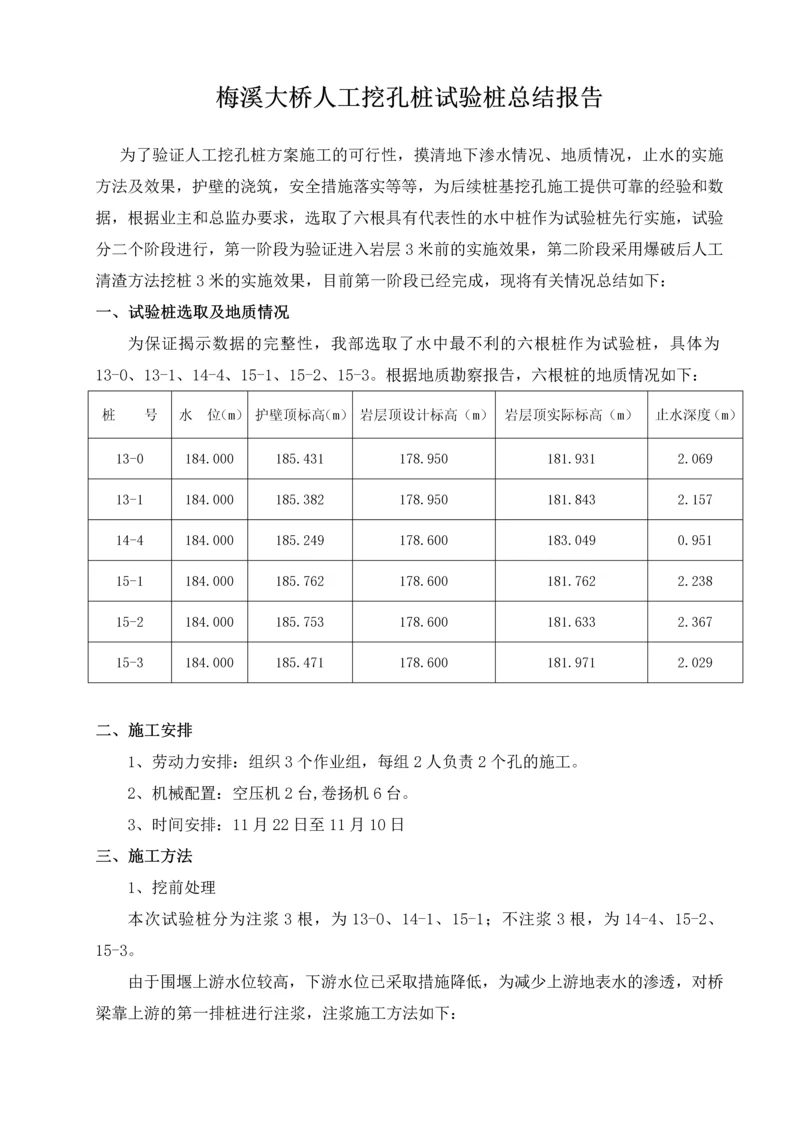 大桥人工挖孔桩试验桩总结报告.docx