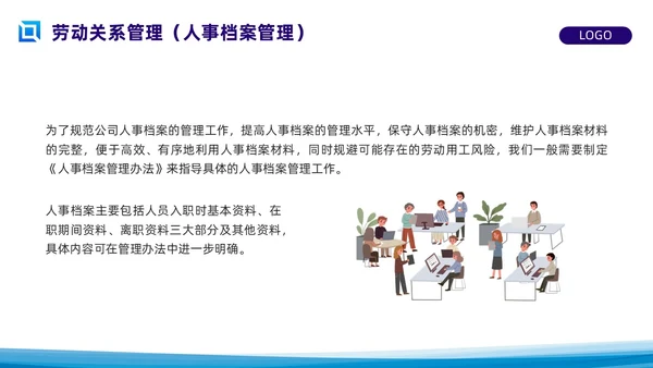蓝色简约员工关系管理PPT模板宣传PPT动态PPT人才管理