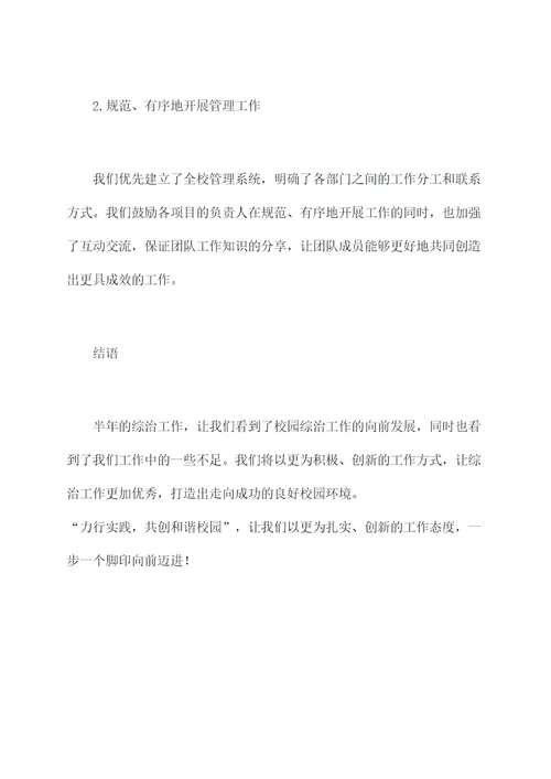 团委半年综治工作总结