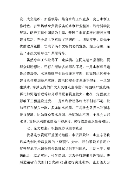 XX年水务局水利建设工作总结及XX年谋划