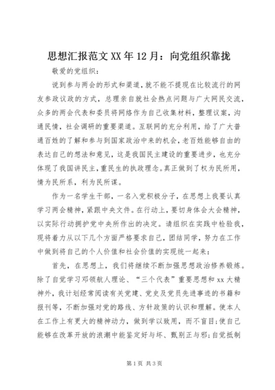 思想汇报范文XX年12月：向党组织靠拢.docx