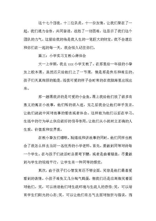 小学实习支教心得体会精选3范文