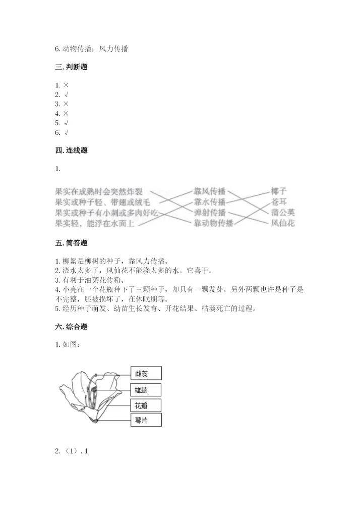 科学四年级下册第一单元植物的生长变化测试卷及完整答案【历年真题】.docx