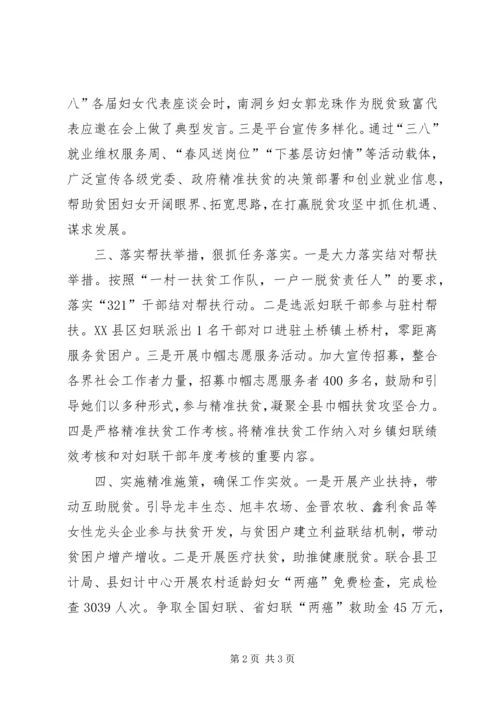 县妇联扎实开展精准扶贫工作经验交流.docx