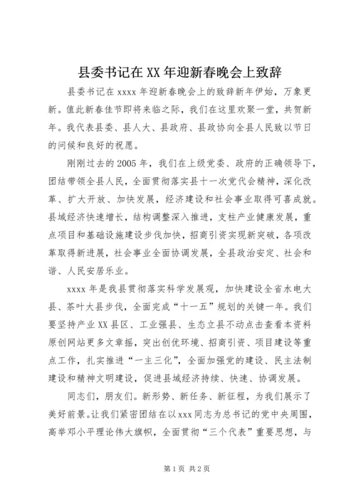 县委书记在XX年迎新春晚会上致辞.docx