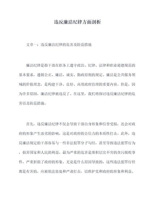 违反廉洁纪律方面剖析