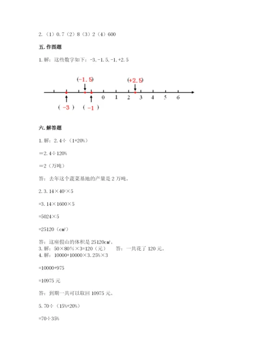 潞城市六年级下册数学期末测试卷及完整答案一套.docx