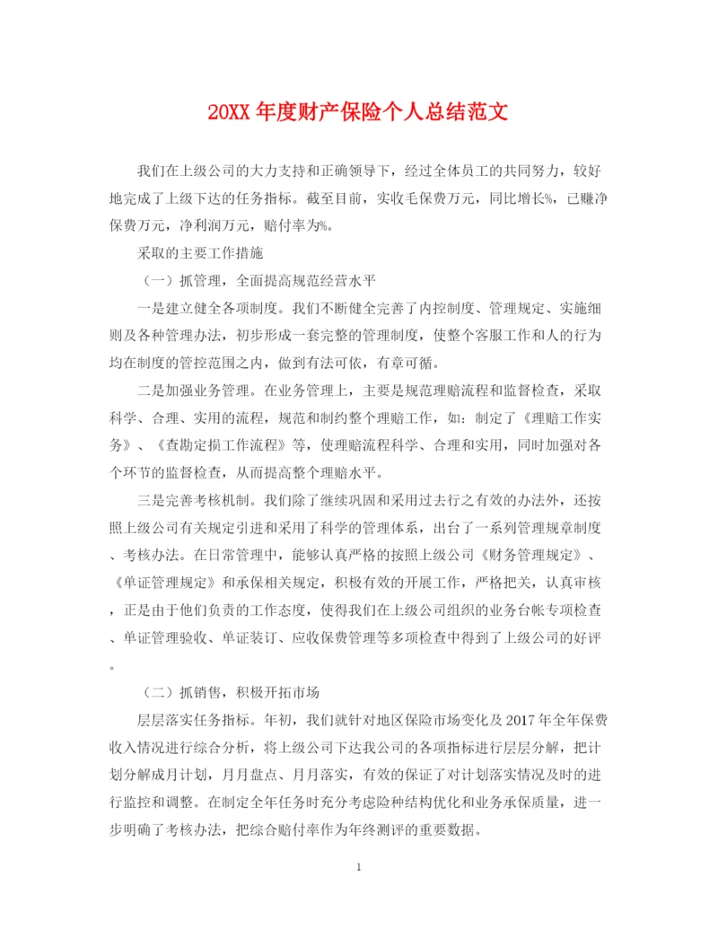 精编之度财产保险个人总结范文.docx