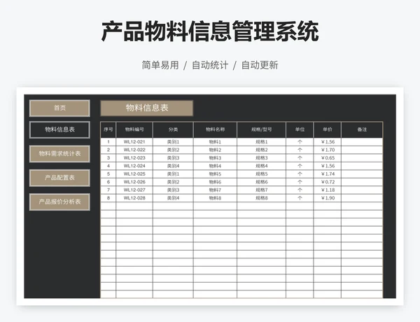 产品物料信息管理系统