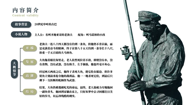 《老人与海》名著导读好书推荐通用PPT模板