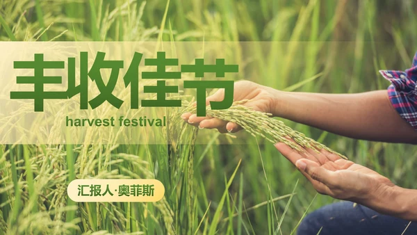 简约实景农民丰收佳节工作汇报PPT模板