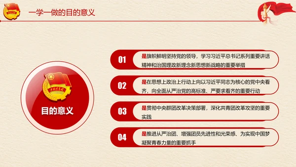 中国共青团一学一做学习解读ppt模板