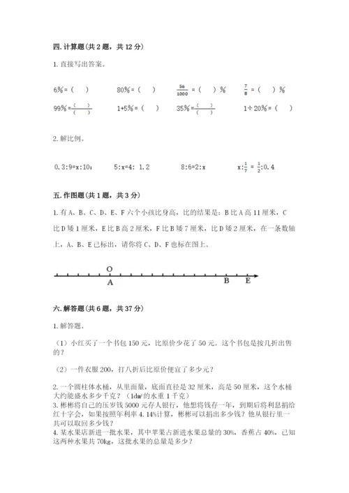 冀教版小学六年级下册数学期末综合素养测试卷附参考答案（实用）.docx