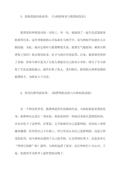 狐狸与乌鸦故事新编提纲