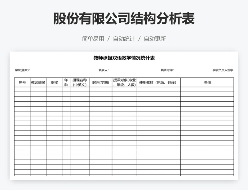 股份有限公司结构分析表