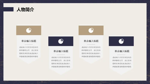 蓝色棕色复古风动漫形象人物介绍通用PPT模板