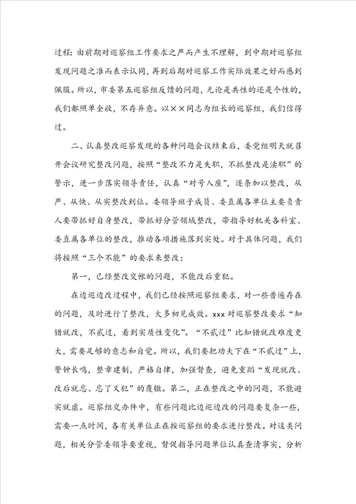 2022年教育厅落实巡视组反馈问题整改方案和在党组巡察反馈意见会议表态发言稿汇编x
