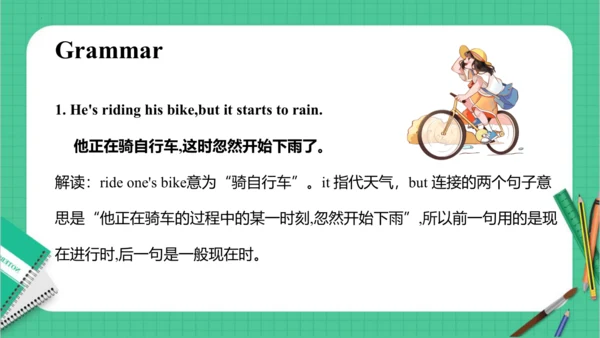 Module 5 Unit 2 He is riding his bike,but it start