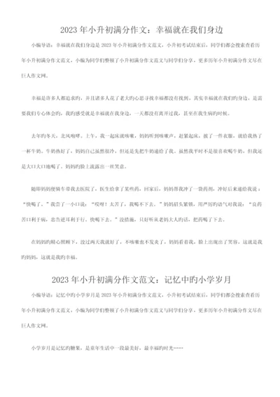 2023年小升初满分作文优质资料.docx