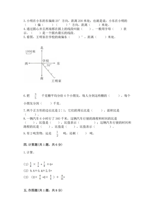 小学六年级上册数学期末测试卷及参考答案【模拟题】.docx